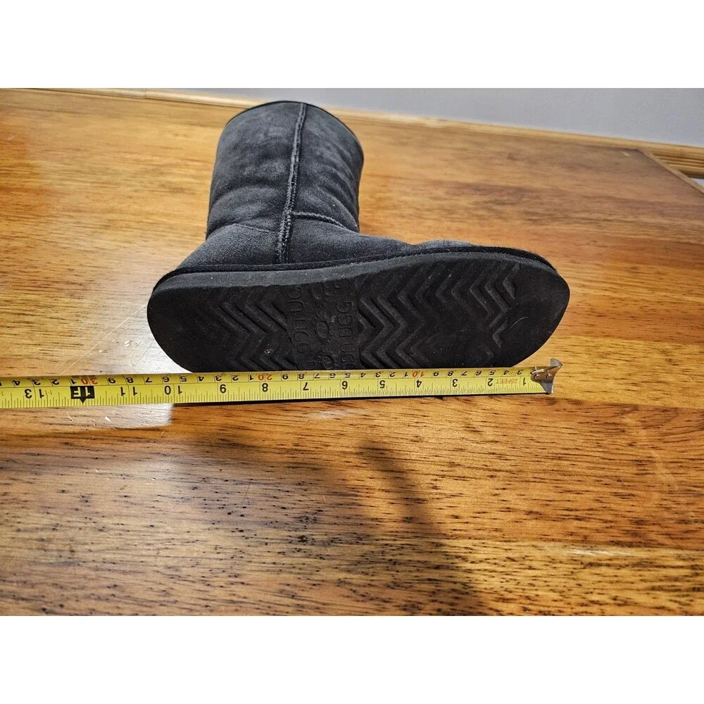 UGG Australia Boots Women's Classic Tall Boots Black Size 7 Leather Sheepskin - Picture 10 of 14